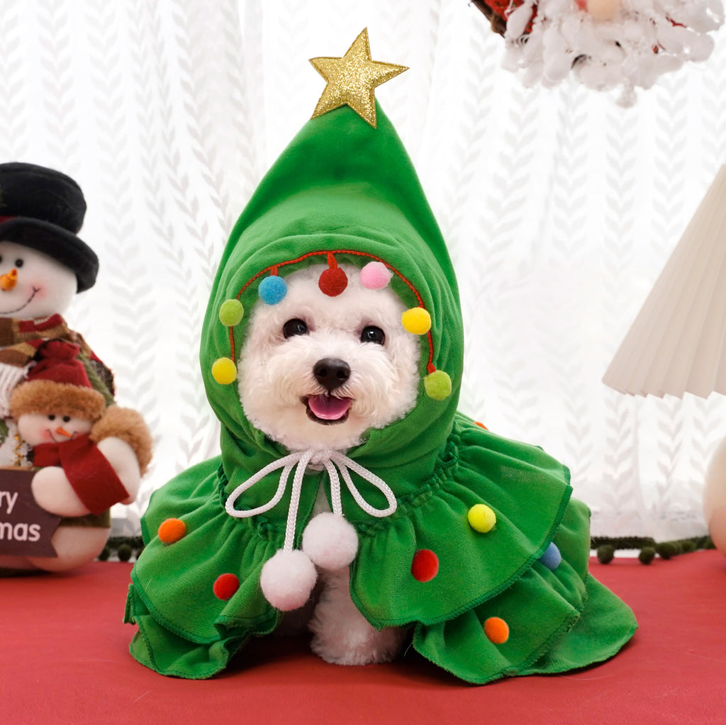 Christmas Dog Cloak – Red or Green, S–L