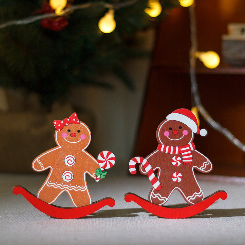 Wooden Gingerbread Christmas Tabletop Ornament — 2 Styles