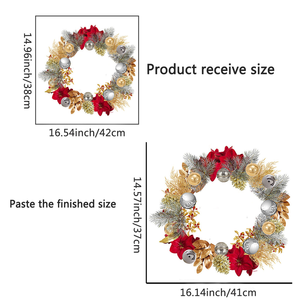 Christmas Wreath Wall Sticker — Leaves & Ornaments, 1 Piece