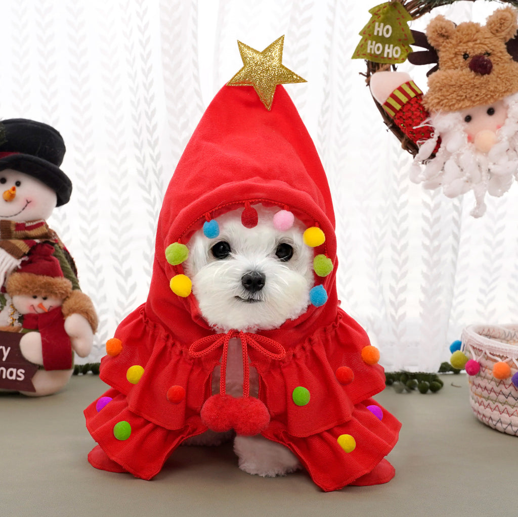Christmas Dog Cloak – Red or Green, S–L