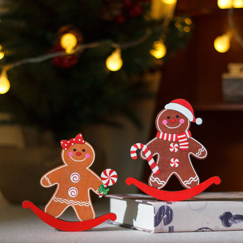 Wooden Gingerbread Christmas Tabletop Ornament — 2 Styles