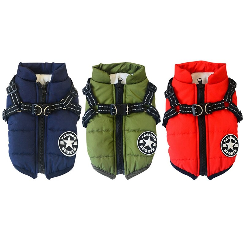 Padded Winter Dog Vest with Adjustable Harness