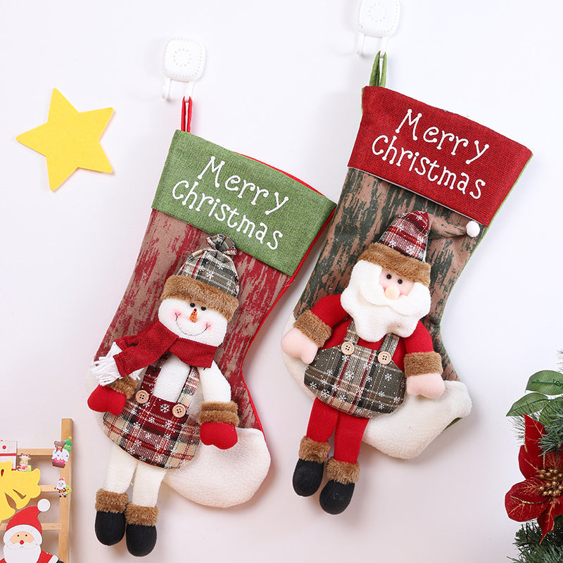Large Christmas Stocking Gift Bag — Santa, Snowman or Deer