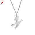 New Products Ladies Angel Stainless Steel Sweater Necklace Halloween Jewelry Gifts Witch Pendant