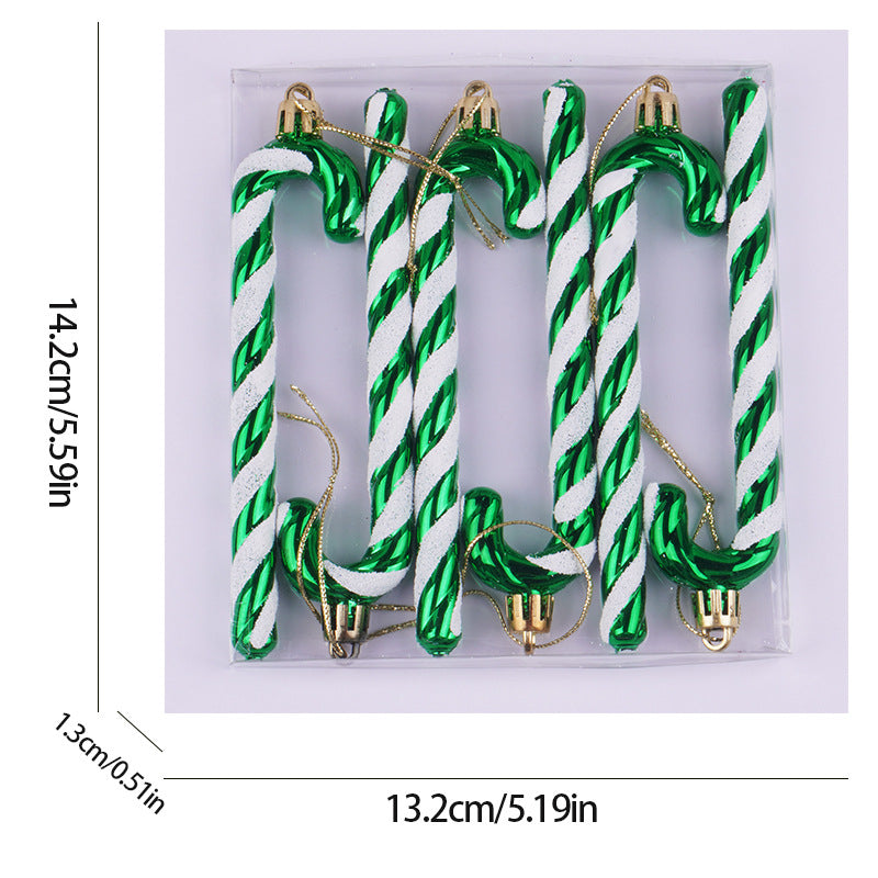 Christmas Candy Cane Ornaments — 6-Piece Set, 12 cm