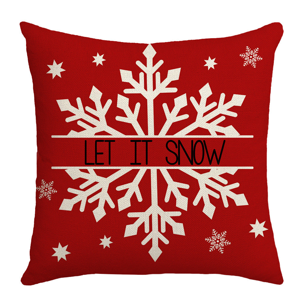 Christmas Pillow Cover — Tree & Snowflake Print, 45 × 45 cm