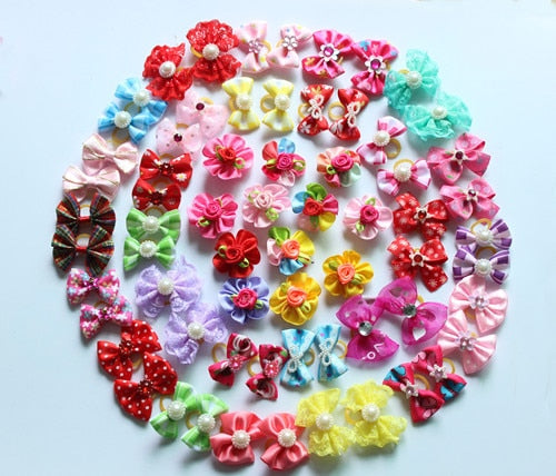 Christmas Dog Hair Bows – 10-Piece Mixed-Style Pack