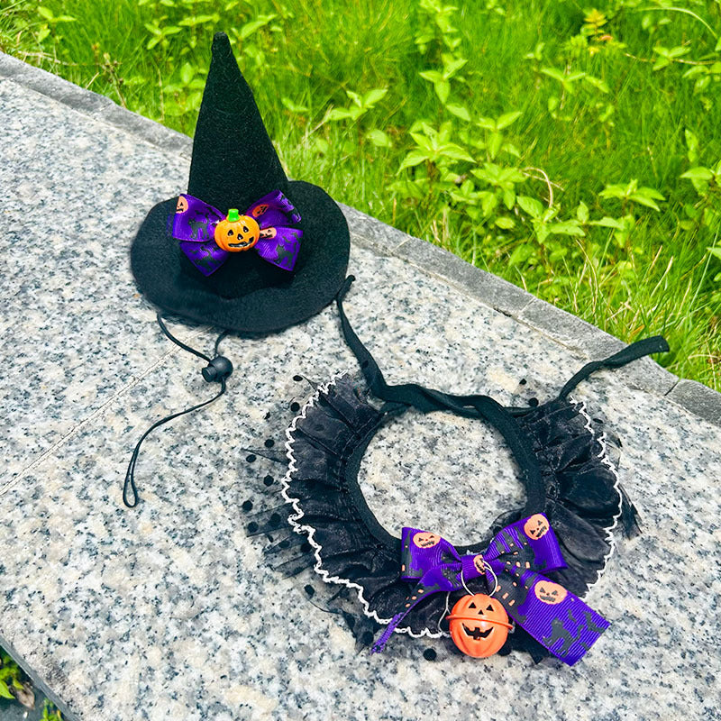 New Cat Bandana Hat Set Halloween Pet Scarf Neckwear Dog Bib Collar