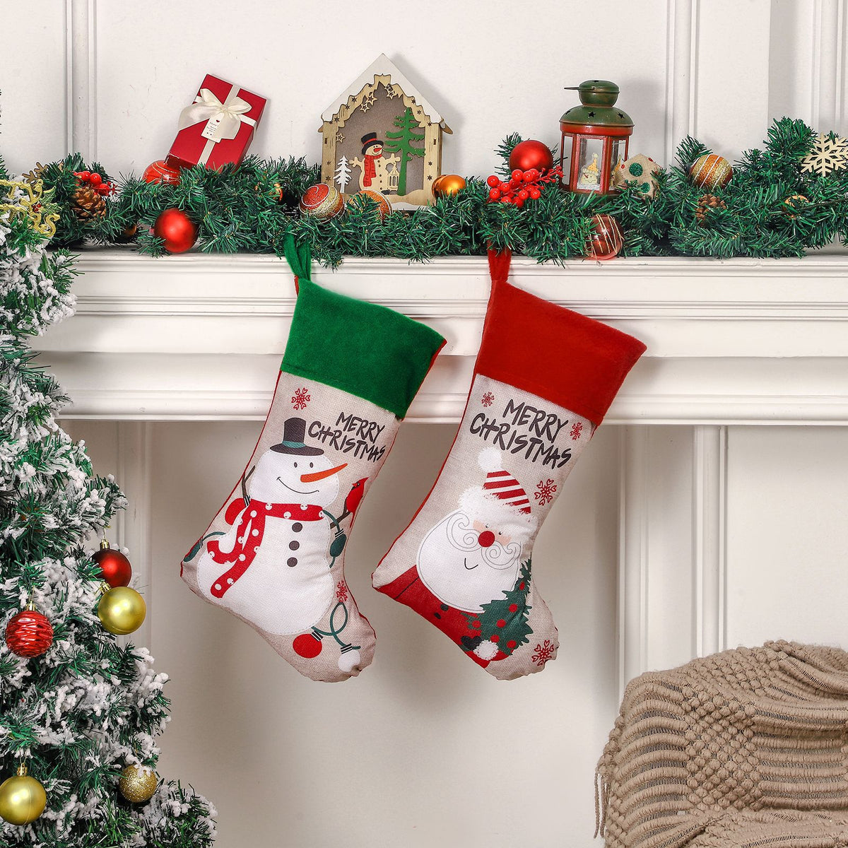 Christmas Stocking Gift Bag — Santa or Snowman