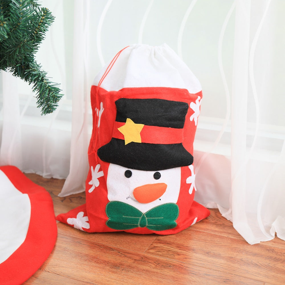 Christmas Fabric Gift Bag — Snowman or Deer, 42 × 58 cm