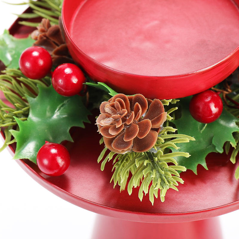 Wrought-Iron Christmas Candle Holder — Flower Wreath