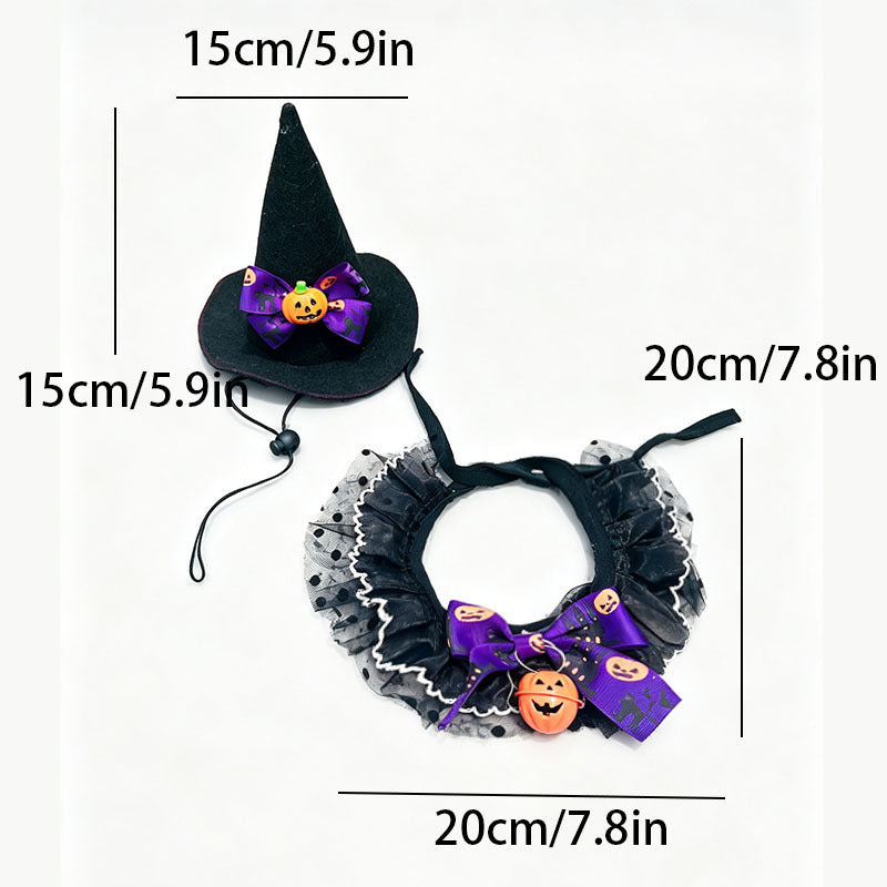 New Cat Bandana Hat Set Halloween Pet Scarf Neckwear Dog Bib Collar