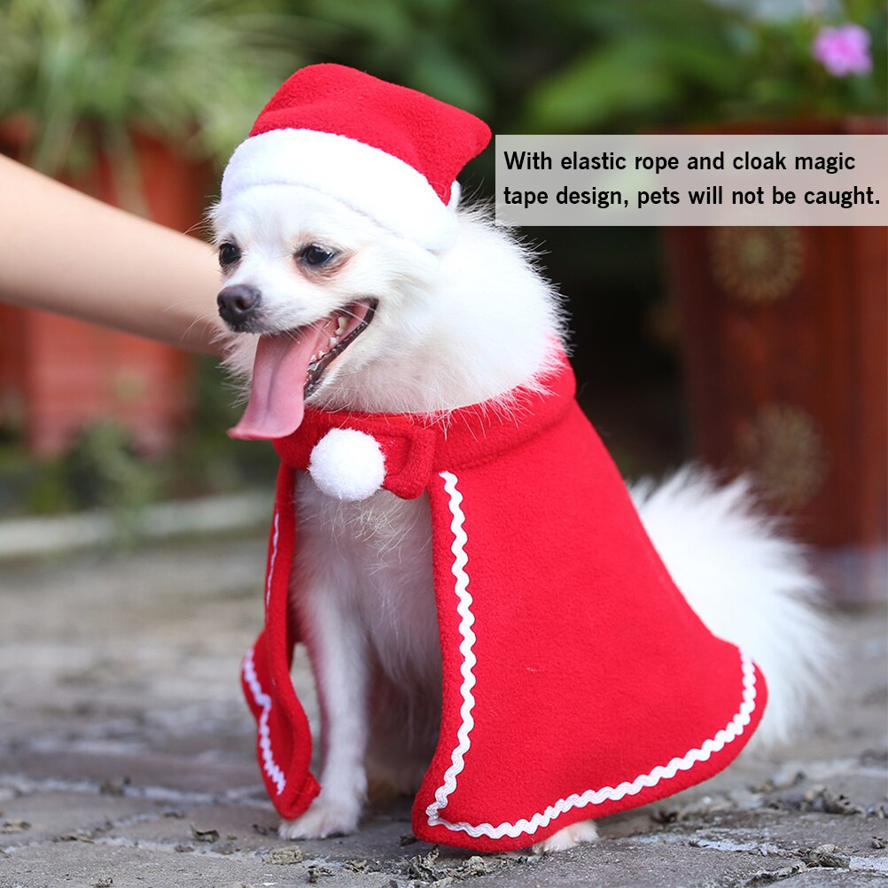 Christmas Pet Hat & Cloak Set for Cats & Small Dogs