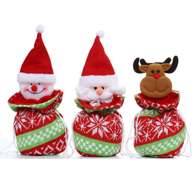 Knitted Christmas Gift Bag — Santa, Snowman or Deer