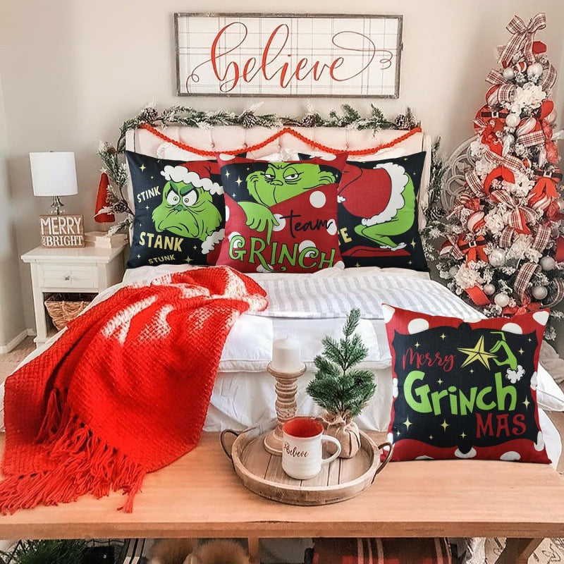 Christmas Pillow Cover — Linen, 45 × 45 cm, Styles 2–5