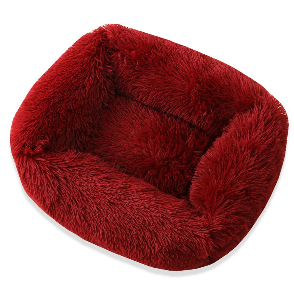 Plush Square Dog & Cat Bed — 12 Colors, 4 Sizes