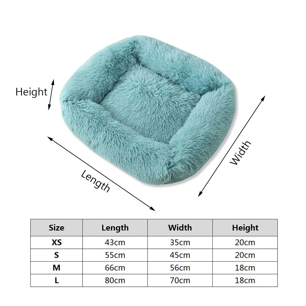 Plush Square Dog & Cat Bed — 12 Colors, 4 Sizes